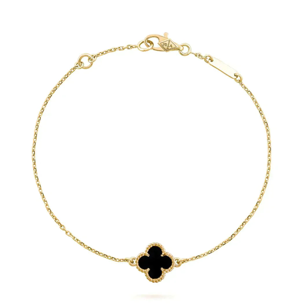 [Regal Gem]CLOVER ONYX SINGLE FLOWER BRACELET