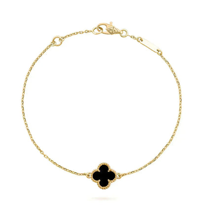 [Regal Gem]CLOVER ONYX SINGLE FLOWER BRACELET