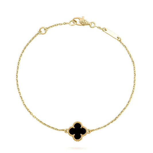 [Regal Gem]CLOVER ONYX SINGLE FLOWER BRACELET
