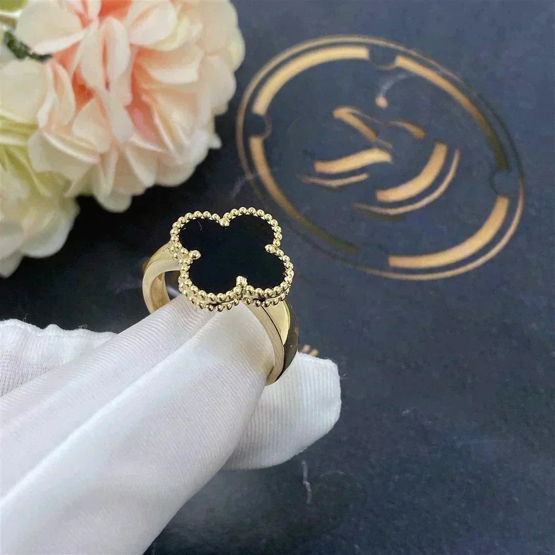 [Regal Gem]CLOVER ONYX RING