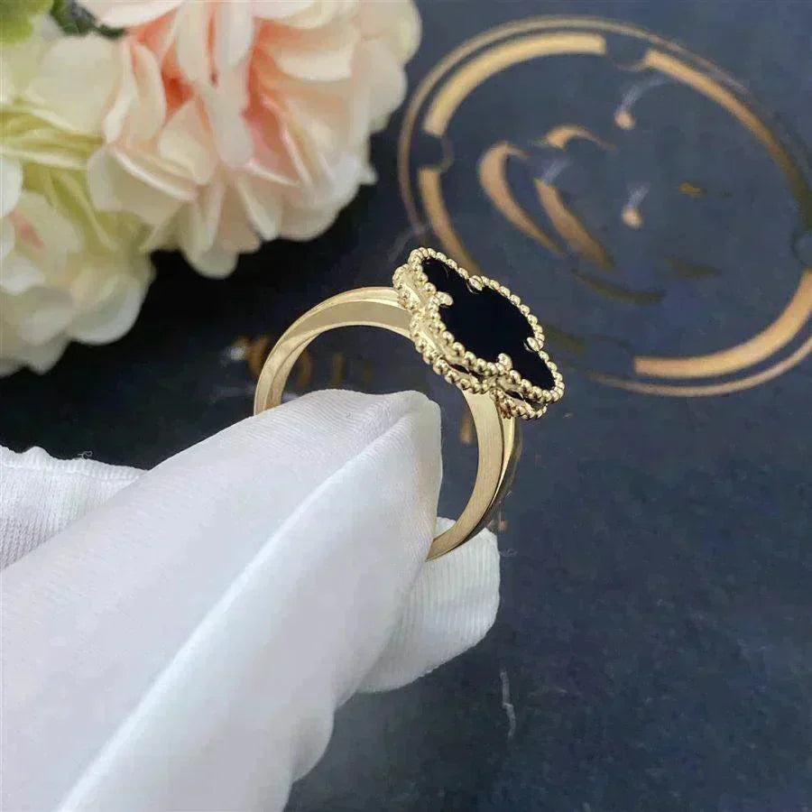 [Regal Gem]CLOVER ONYX RING