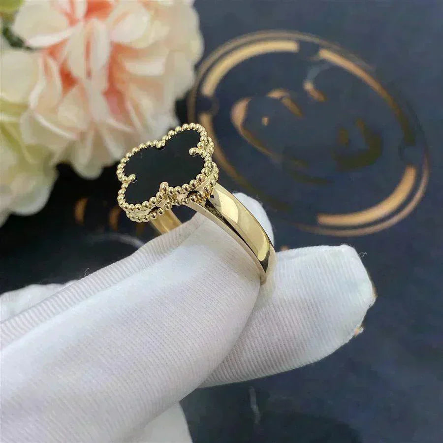 [Regal Gem]CLOVER ONYX RING