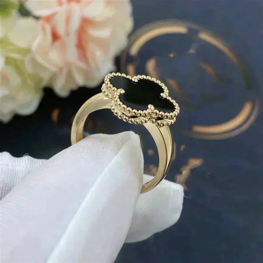 [Regal Gem]CLOVER ONYX RING