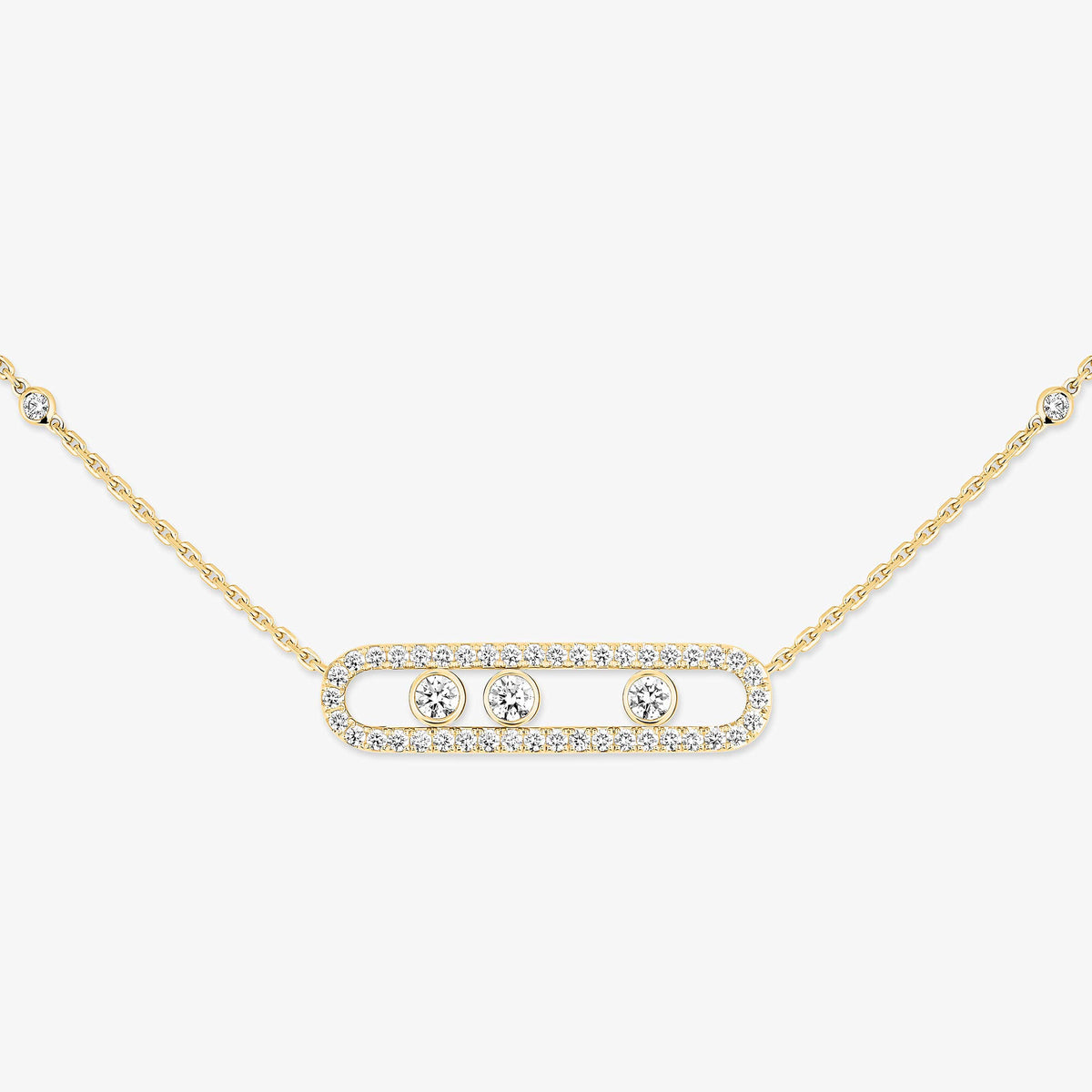 [Regal Gem] Move Pave_ Rose Gold Diamond Necklace