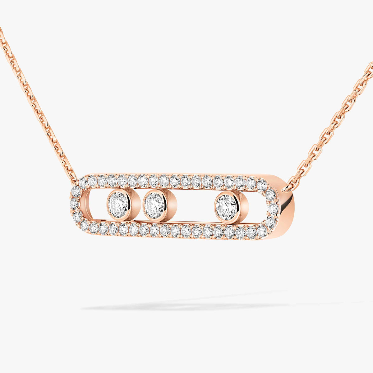 [Regal Gem] Move Pave_ Rose Gold Diamond Necklace