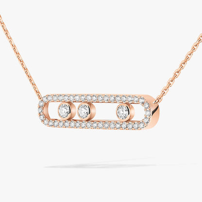 [Regal Gem] Move Pave_ Rose Gold Diamond Necklace