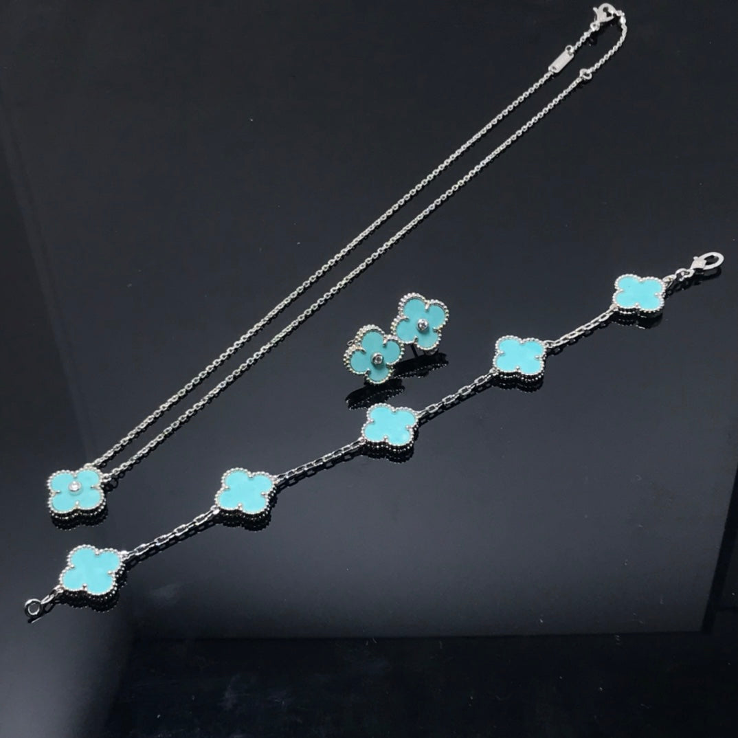 [Regal Gem]CLOVER 1 DIAMOND BLUE SKY SILVER EARRINGS