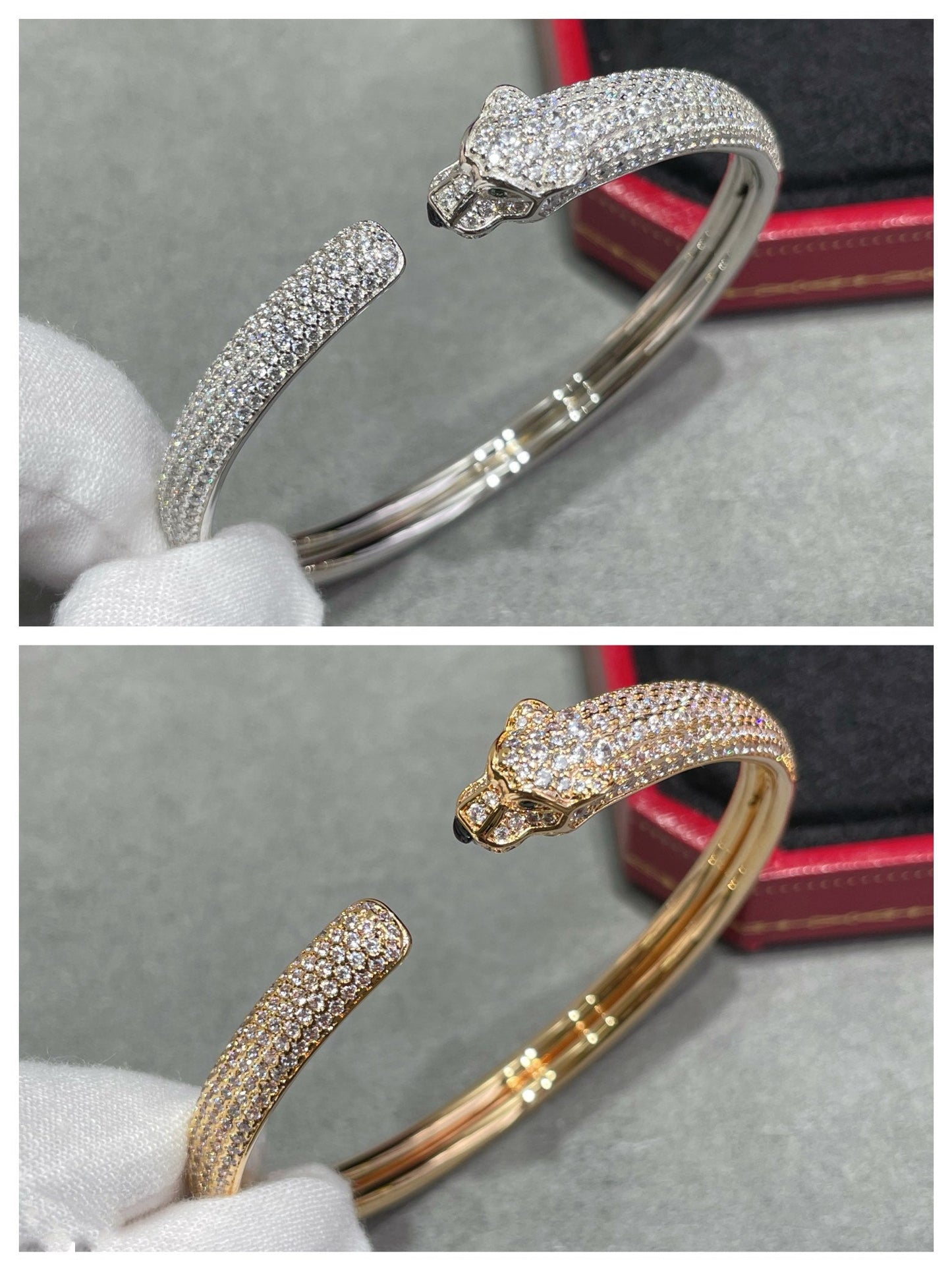 [Regal Gem]PANTHERE FULL DIAMOND OPEN BRACELET