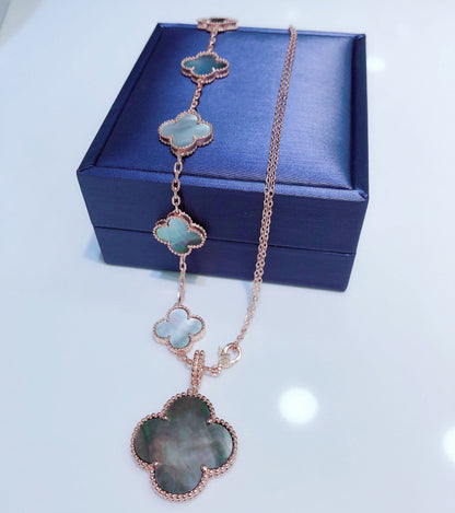 [Regal Gem]COMBINED BRACELET 5 MOTIFS AND NECKLACE DARK MOP Regal Gem GOLD
