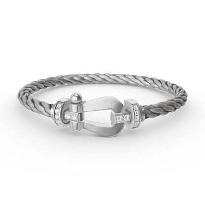[Regal Gem]FORCE LARGE HORSESHOE HALF DIAMOND BRACELET SILVER