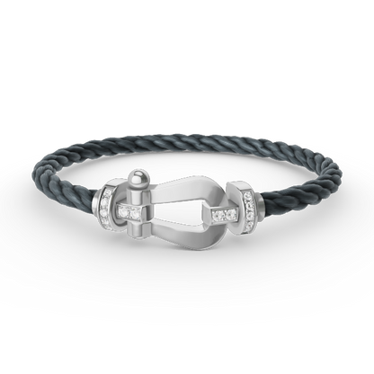 [Regal Gem]FORCE LARGE HORSESHOE HALF DIAMOND BRACELET SILVER