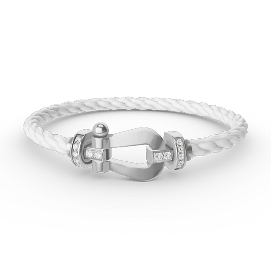 [Regal Gem]FORCE LARGE HORSESHOE HALF DIAMOND BRACELET SILVER