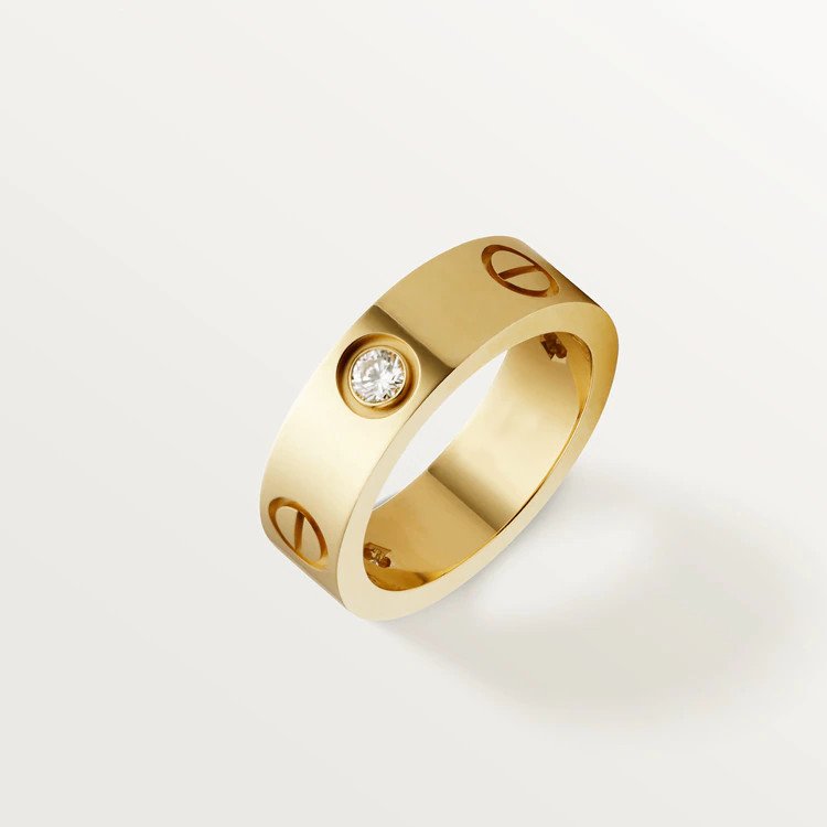[Regal Gem]LOVE RING 5.5MM 3 DIAMONDS PINK GOLD