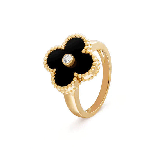[Regal Gem]CLOVER ONYX RING GOLD DIAMOND