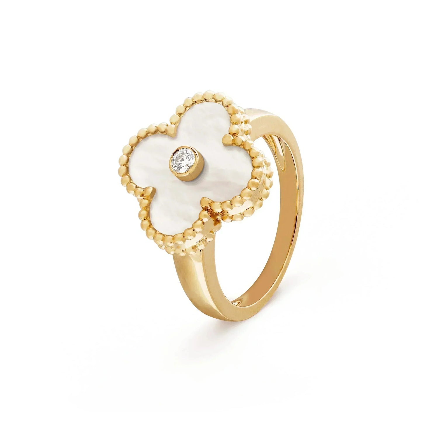 [Regal Gem]CLOVER PINK MOP RING GOLD DIAMOND
