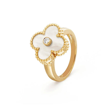 [Regal Gem]CLOVER PINK MOP RING GOLD DIAMOND