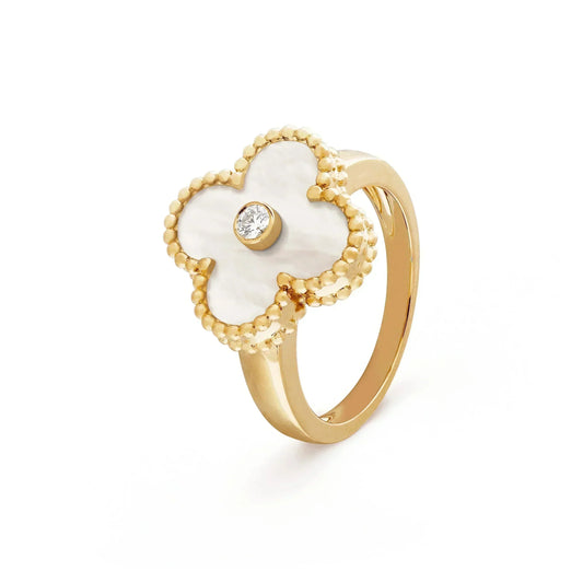 [Regal Gem]CLOVER PINK MOP RING GOLD DIAMOND
